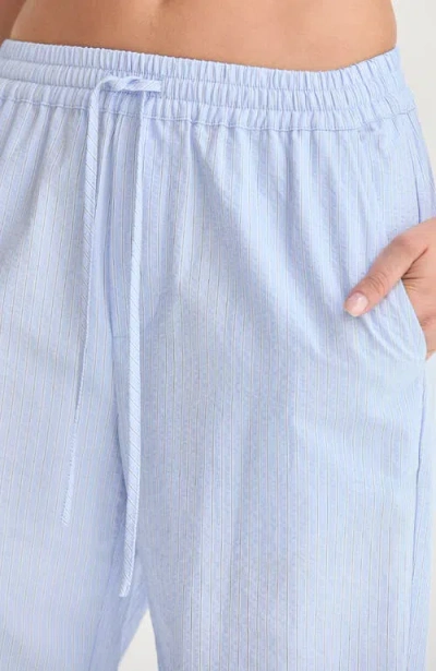 Crescent Textured Striped Drawstring Pants In Blue