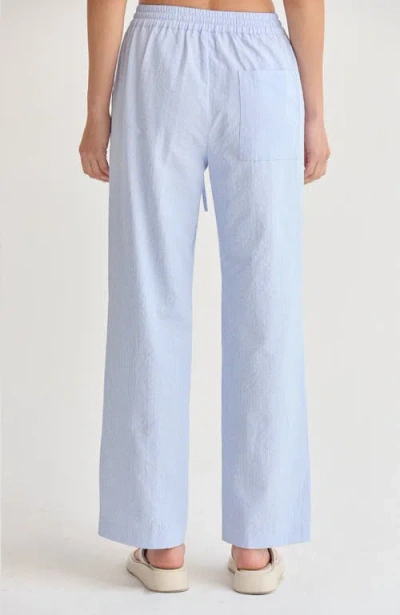 Crescent Textured Striped Drawstring Pants In Blue