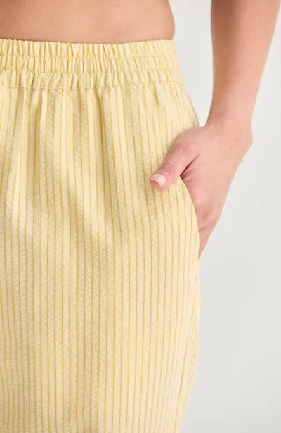 Crescent Textured Striped Drawstring Pants In Yellow