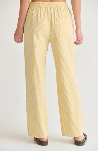 Crescent Textured Striped Drawstring Pants In Yellow