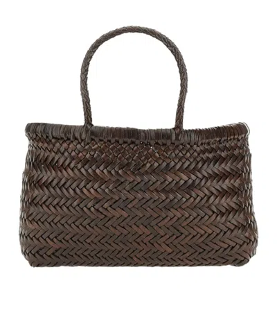 Dragon Diffusion Large Woven Leather Basket Handbags Bordeaux In Brown