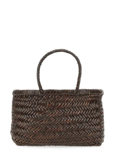 Dragon Diffusion Large Woven Leather Basket Handbags Bordeaux In Brown