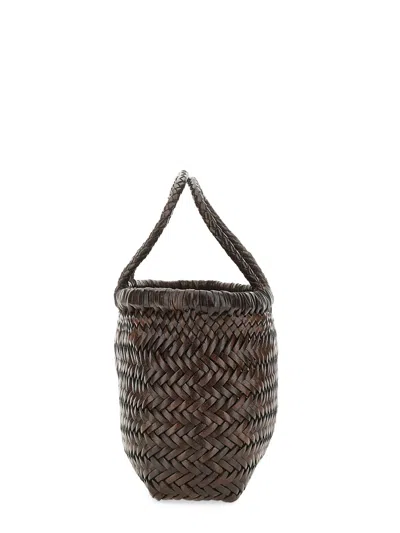 Dragon Diffusion Large Woven Leather Basket Handbags Bordeaux In Brown