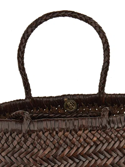 Dragon Diffusion Large Woven Leather Basket Handbags Bordeaux In Brown