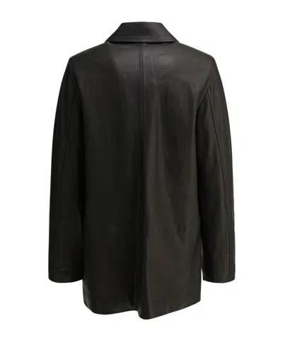 Auralee Textured-leather Jacket In Black
