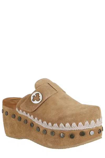 Mou Clog Plain Suede In Brown