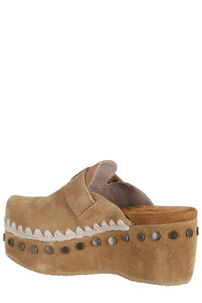 Mou Clog Plain Suede In Brown