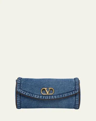 Valentino Garavani  Garavani Devain Small Denim Shoulder Bag Woman Denim Uni In Blue