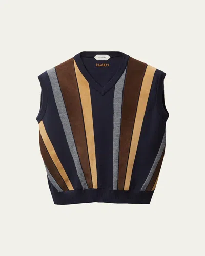 Versace Gender Inclusive Mixed Media Patchwork Sweater Vest In Brown