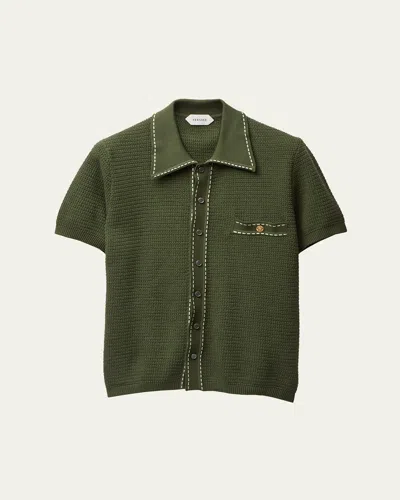 Versace Knit Shirt Chest Pocket Contrast Stitching In Green