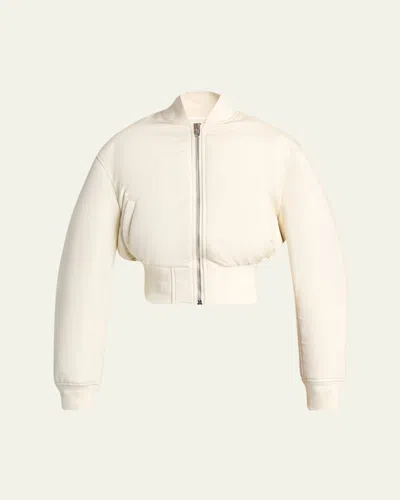 Balenciaga Cropped Bomber Jacket In Technical Faille In Neutral