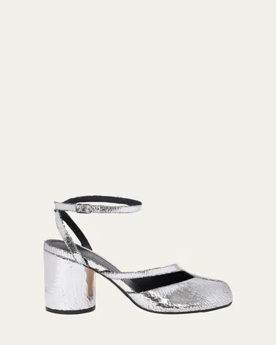 Maison Margiela Tabi Broken Mirror Leather Split-toe Pumps In Metallic