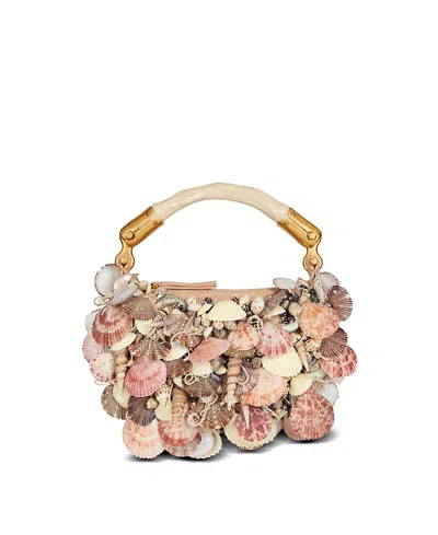 Balmain Ebene Mini Bag With Embroidered Shells In Multi