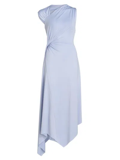 Victoria Beckham Sleeveless Twisted Asymmetric Midi Dress In Blue
