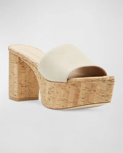 Stuart Weitzman Square High Suede Platform Sandals In Neutral