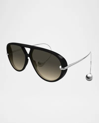 Bottega Veneta Bv1273s Linea Unapologetic 010 Black Silver Brown Sunglasses