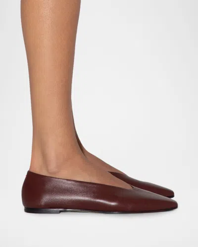 Aeyde Womens Wine Betty Pointed-toe Leather Ballet Flats