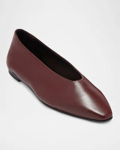 Aeyde Womens Wine Betty Pointed-toe Leather Ballet Flats