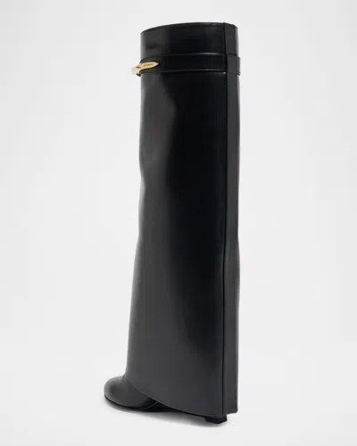 Givenchy Black Sandals With Logo Plaque On The Front And High Wedge Heel In Leather Woman