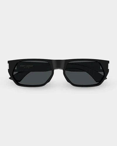 Saint Laurent Men's 59mm Rectangular Sunglasses In Purple