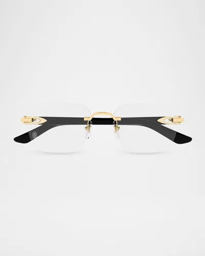 Cartier 54mm Rectangular Optical Glasses In Gold