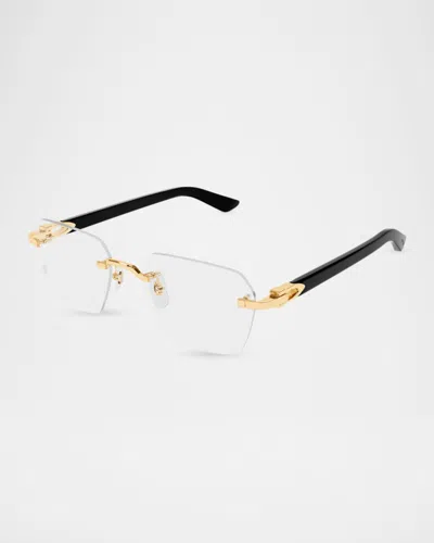Cartier 54mm Rectangular Optical Glasses In Gold