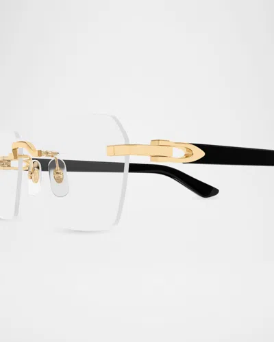 Cartier 54mm Rectangular Optical Glasses In Gold