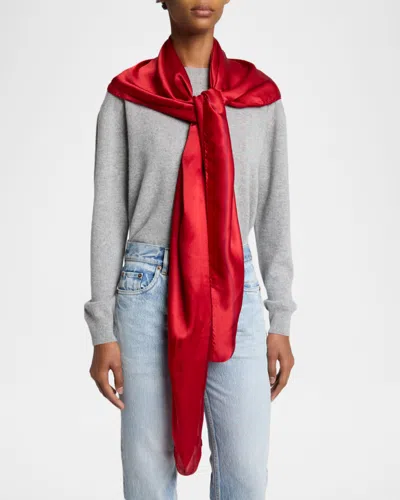 Saint Laurent Cassandre Square Silk Scarf In Red
