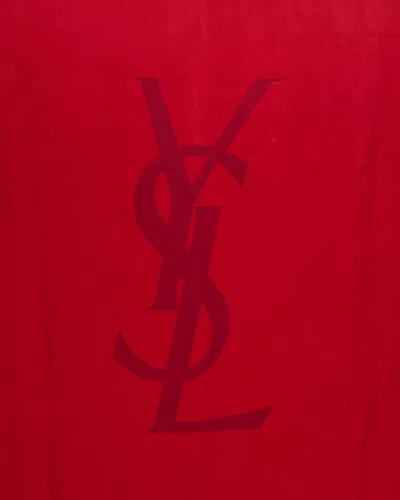 Saint Laurent Cassandre Square Silk Scarf In Red