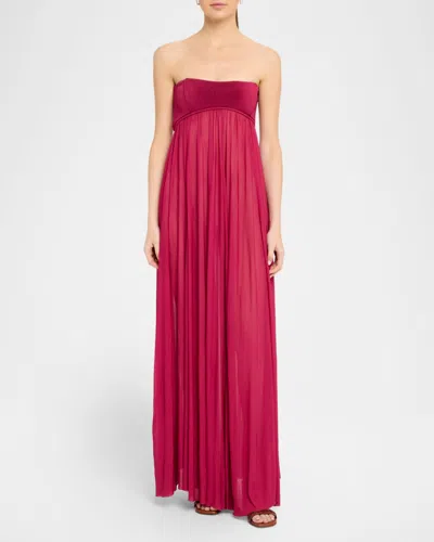 Zimmermann Strapless Gathered Jersey Gown In Multi