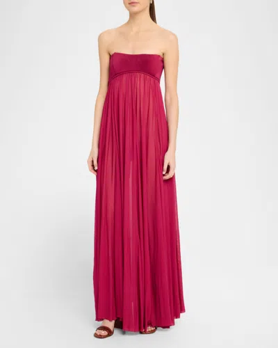 Zimmermann Strapless Gathered Jersey Gown In Multi