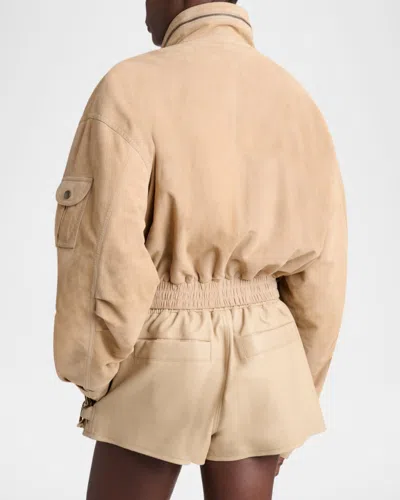 Balmain Suede Multi-pocket Utility Jacket In Brown