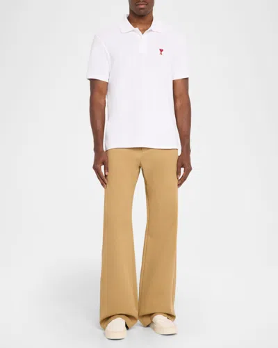 Ami Alexandre Mattiussi Ami Paris Men Cotton Polo Shirt With Iconic Embroidery In White