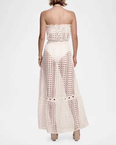 Ramy Brook Henrietta Cotton Embroidered Strapless Coverup Dress White In Pink
