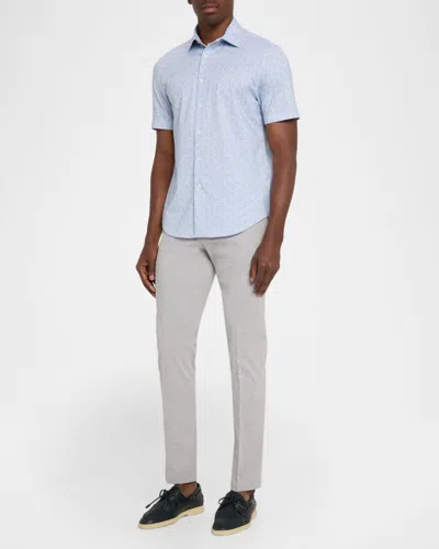 Bugatchi Print Short Sleeve Button-up Shirt In Blue