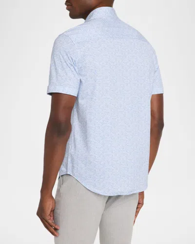 Bugatchi Print Short Sleeve Button-up Shirt In Blue
