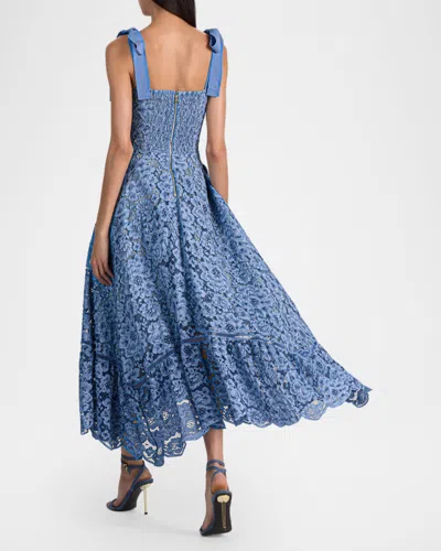 Alice And Olivia Rosalee Lace Bustier Maxi Dress In Blue