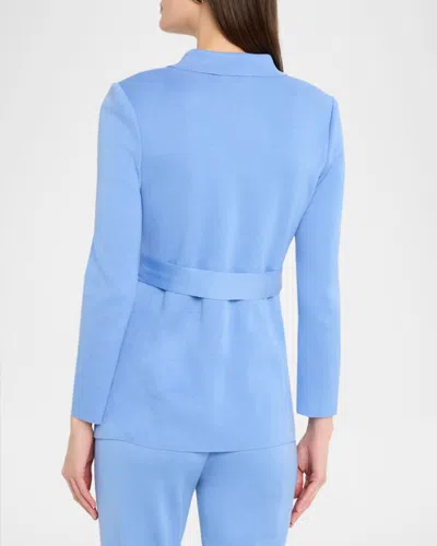 Misook Belted Wrap-front Knit Jacket In Green