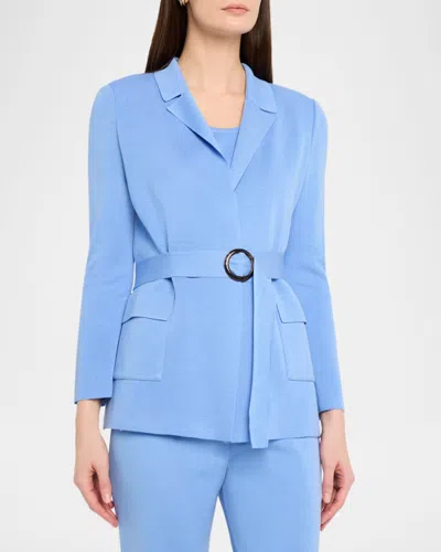 Misook Belted Wrap-front Knit Jacket In Green