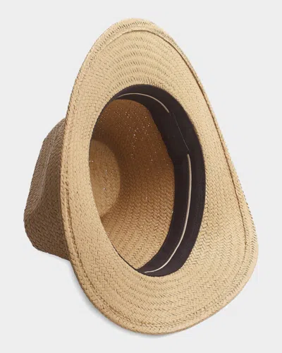 Rag & Bone Packable Straw Fedora Hat In Gold