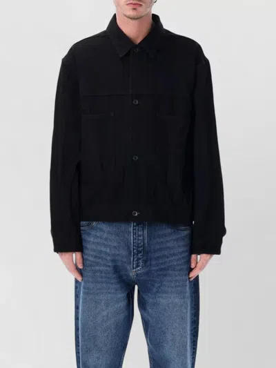 Studio Nicholson Short Coat Front Pockets Collared Design In Black