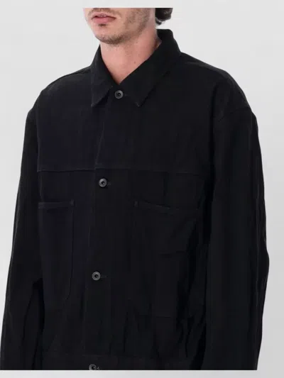 Studio Nicholson Short Coat Front Pockets Collared Design In Black