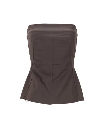 Rick Owens Brown Solid Strapless Top In Brown