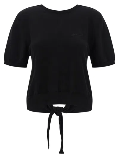Ganni Black Bare Back Sweater In Black