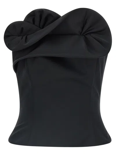 Magda Butrym Ruffled Wool And Silk Bustier Top In Black