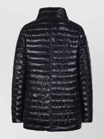 Herno Down Coat High Collar Long Sleeves In Black