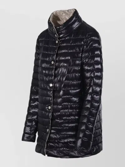 Herno Down Coat High Collar Long Sleeves In Black