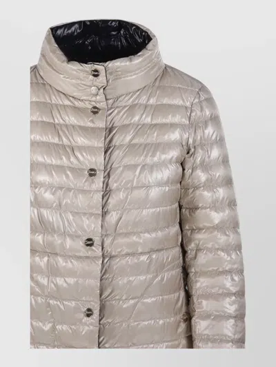 Herno Down Coat High Collar Long Sleeves In Black