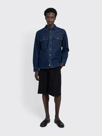 Minimum Albert Flecked-texture Shirt In Blue