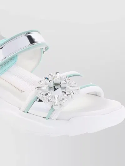 Roger Vivier Multicolor Viv On The Run Leather Sandals In White
